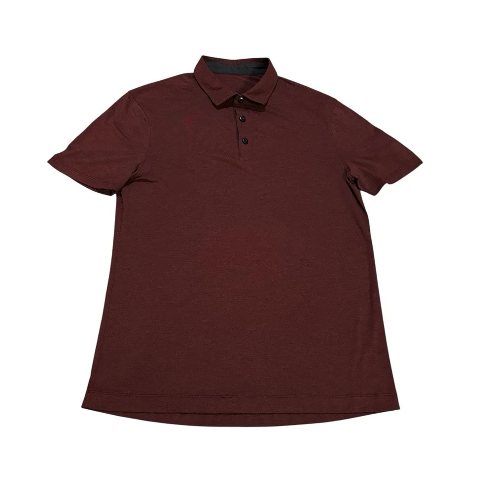 Lululemon Evolution Short Sleeve Polo Red Mens Small Stretch Casual Athleisure - Picture 1 of 7